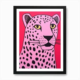 Pink Polka Dot Cougar 2 Art Print