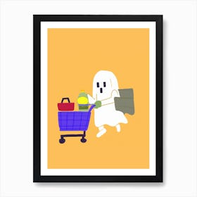 Cute Ghost At The Supermarket Art Print