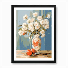 Daisy Flower And Peaches Still Life Painting 3 Dreamy Art Print