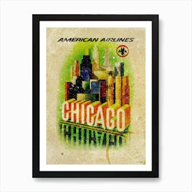 Vintage Travel Poster ― American Airlines Chicago Art Print