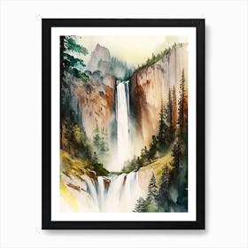 Yosemite Falls, United States Water Colour  (2) Art Print