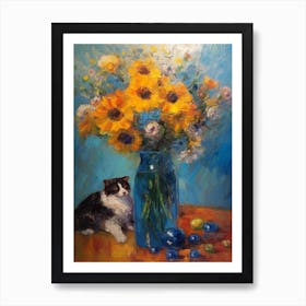 Delphinium With A Cat 2 Art Print