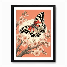 Cherry Blossom Butterfly Japanese Style Painting 4 Art Print