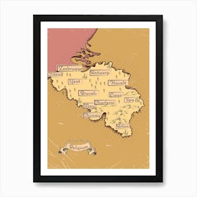 Belgium Vintage Travel Map Art Print