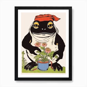 Frog In The Garden,  Matsumoto Hoji Inspired Japanese 4 Art Print