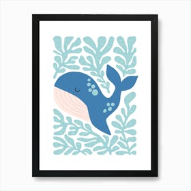 Nursery Abstract Cute Dolphin Blue Art Print