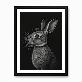 Britannia Petite Blockprint Rabbit Illustration 4 Art Print