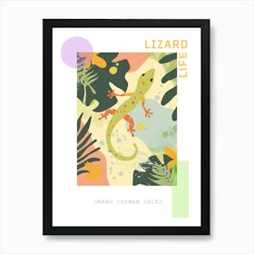 Lime Green Crested Gecko Abstract Modern Illustration 5 Poster Art Print