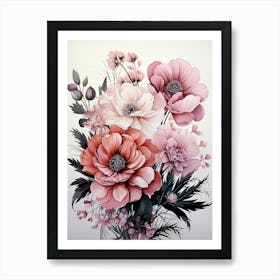 Pink Flowers In A Vase Art Print