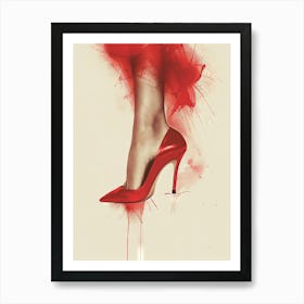 Woman In Red Heels Art Print