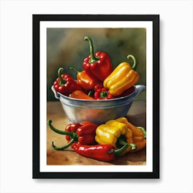 Peppers In A Bowl Art Print