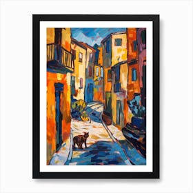 Painting Of Athens Greece With A Cat In The Style Of Fauvism  4 Art Print