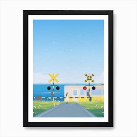 Minimal art Train Crossing illustration Art Print