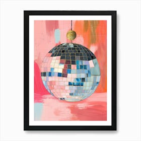 Preppy Disco Ball Pink Art Print