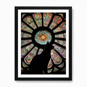 Cat In Stained Glass Window 4 Art Print