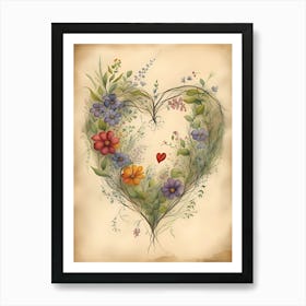 Heart Of Flowers Art Print