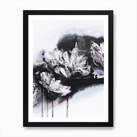 White And Black Flowers 1 Painting Art Print