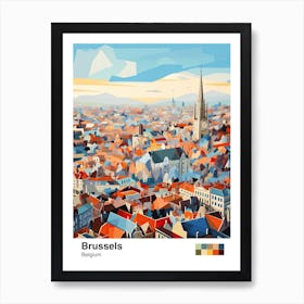 Brussels, Belgium, Geometric Illustration 4 Poster Art Print