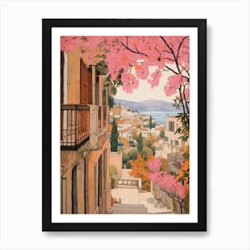 Bodrum Turkey 4 Vintage Pink Travel Illustration Art Print