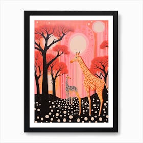 Giraffe Under The Trees 2 Art Print