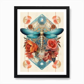 Dragonfly Botanical Vintage Illustration 1 Art Print