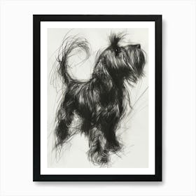 Briard Dog Charcoal Line 4 Art Print