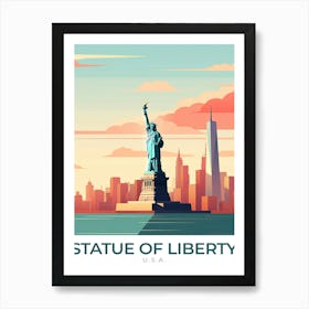 Usa Statue Of Liberty Travel Art Print