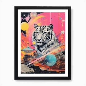Tiger Retro Space Collage 4 Art Print