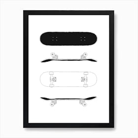 Skateboard Line Drawing Art Print