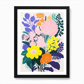 Colourful Flower Still Life Risograph Style 28 Art Print