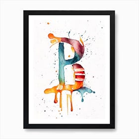 B  Letter, Alphabet Minimalist Watercolour 1 Art Print