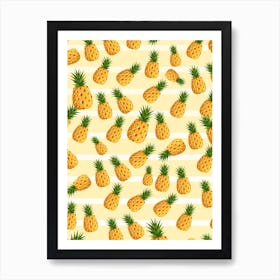 Pineapples On A Yellow Background Art Print