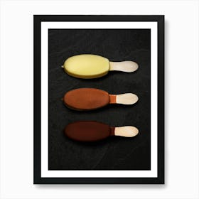 Ice cream / Chocolate ice lollies — Food kitchen poster/blackboard, photo art Art Print