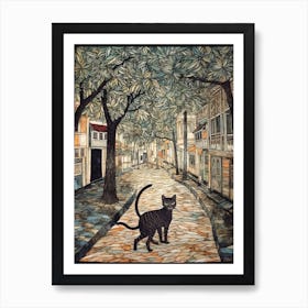 Painting Of Havana With A Cat In The Style Of William Morris 3 Art Print