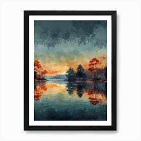 Sunset On The Lake 3 Art Print