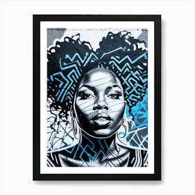 Graffiti Mural Of Beautiful Black Woman 54 Art Print