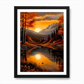 Sunset By A Lake Art Print