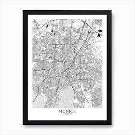 Munich White Black Art Print