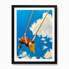 Higher Girl On A Swing In The Clouds Art Print