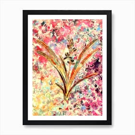 Impressionist Boat Orchid Botanical Painting in Blush Pink and Gold Art Print