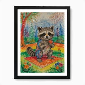 Raccoon Yoga Art Print