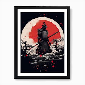 Samurai Tsuba Style Illustration 8 Art Print