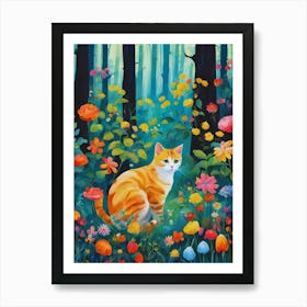 Cat In The Flower Art Print