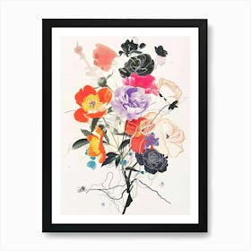 Peony 2 Collage Flower Bouquet Art Print