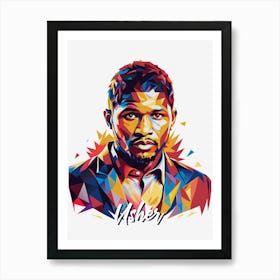 Usher 01 Portrait Music Icon WPAP Pop Art Style Art Print