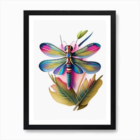 Four Spotted Skimmer Dragonfly Tattoo 1 Art Print