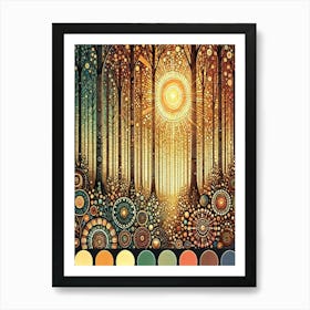 Gustav Klimt Print Sun Forest Trees Painting Klimt Exhibition Poster Painting Floral Decor Full Art Print Sunset In The Woods Art Print