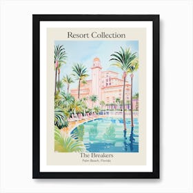 Poster Of The Breakers   Palm Beach, Florida   Resort Collection Storybook Illustration 4 Art Print