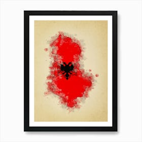 Albania Flag Vintage Art Print