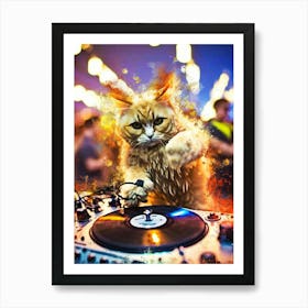 Cat Dj music 1 Art Print